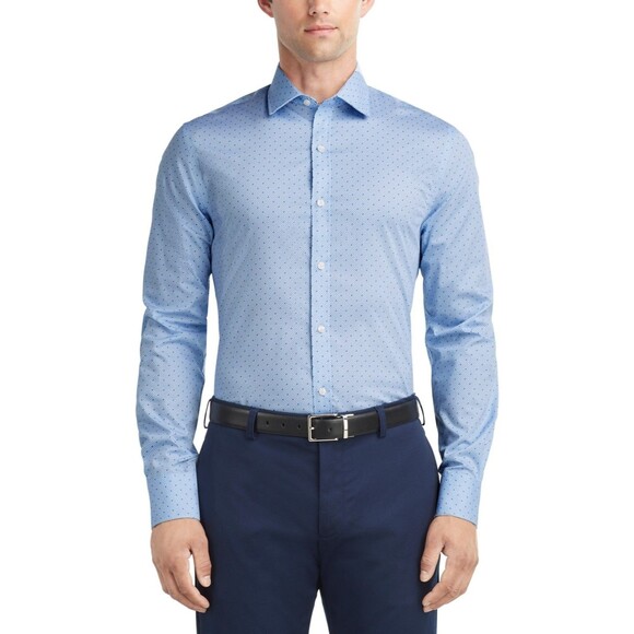 Tommy Hilfiger Men's Slim-Fit Wrinkle-Free Dress Shirt -  Light Blue, 17.5 34/35 - Picture 1 of 1